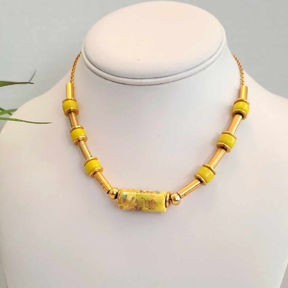 Vintage Japanese Cloisonné / Tensha bead necklace